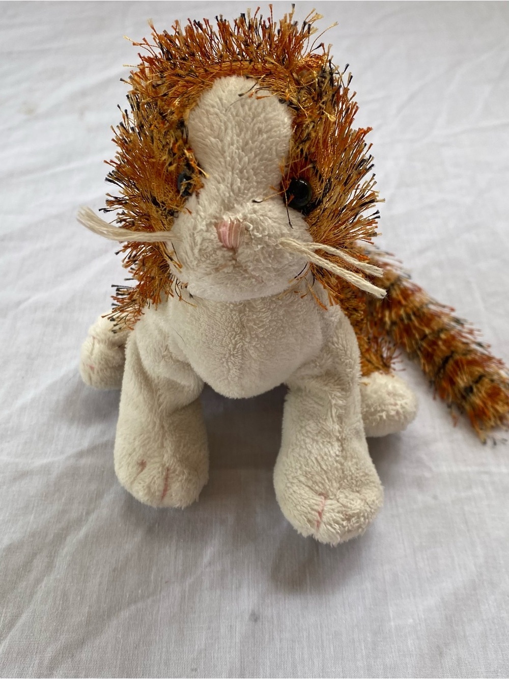 Ganz Webkinz Orange White Cat Plush Stuffed Animal Small Sparkly Fur Toy